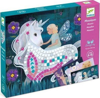 Set kreativ Djeco Mosaic Kit The Enchanted World, mozaik për fëmijë, 4 piktura, shumëngjyrësh