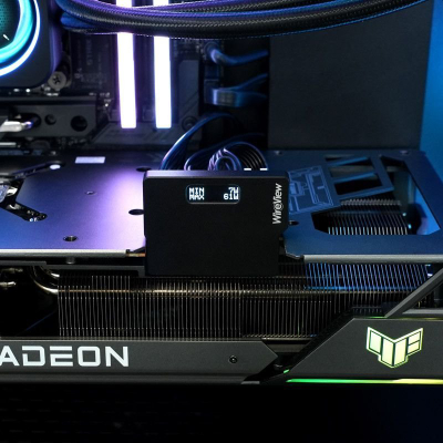 Pajisje për me mat energjinë e GPU-së Thermal Grizzly WireView GPU Reverse, 1x 12VHPWR në 3x 8-pin PCIe, ekran OLED, alumin i zi