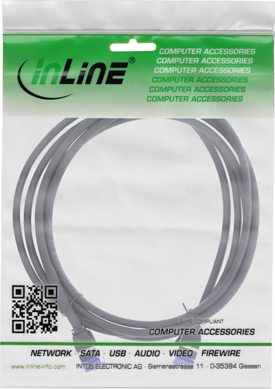 Kabllo rrjeti InLine Patch Cable Slim, Cat.6A S/FTP, 30m, e zezë