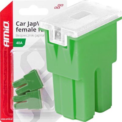Автоматски осигурувач AMiO 03390 JapVal PAL, 40A, сет 2 парчиња, зелен