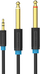 Kabllo audio Vention 3.5mm në 2x 6.3mm, 2m, e zezë