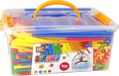 Set ndërtimi Leantoys Construction Straws, 800 copa, me ngjyra