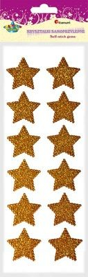 Stickera ngjitës Hasta Stars, 40mm, set 12 copë, ngjyrë ari