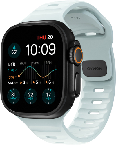 Rrip sport për Apple Watch, 46mm 49mm, FKM që s’e ha uji, Icy Blue Glow