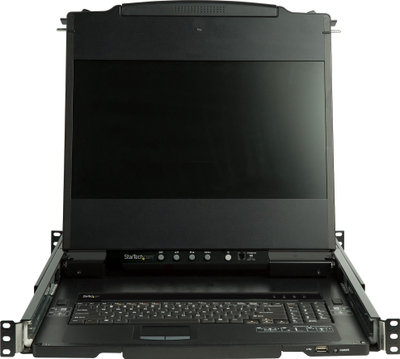 Konzolë KVM rackmount StarTech me dy shina, 17.3\", Full HD 1080p, DVI VGA, e zezë
