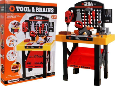 Punëtori lodër Ramiz Tool & Brains, set veglash 2 në 1, për fëmijë 3+, portokalli e zezë