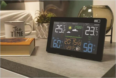 Stacion moti EMOS Home E5111, ekran me ngjyra, sensor wireless, i zi