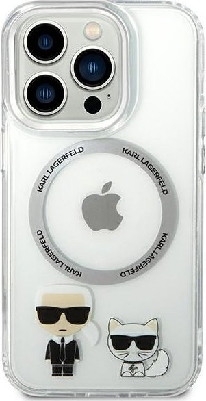 Këllëf telefoni Karl Lagerfeld Karl and Choupette, MagSafe, për iPhone 14 Pro Max, transparent
