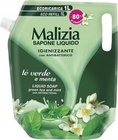 Sapun i lëngshëm Malizia çaj jeshil & mentë, rimbushje, 1L