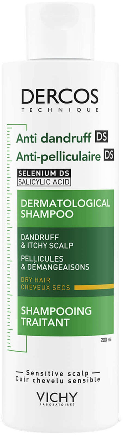 Shampo kundër zbokthit Vichy Dercos Dry Hair, për flokë të thatë, 200 ml, e bardhë