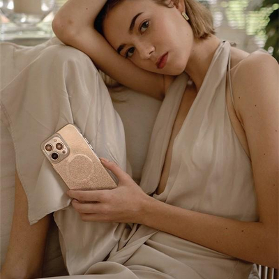 Mbulesë telefoni UNIQ Coehl Lumino për iPhone 14 Pro Max, kundër goditjeve, argjend me shkëlqim