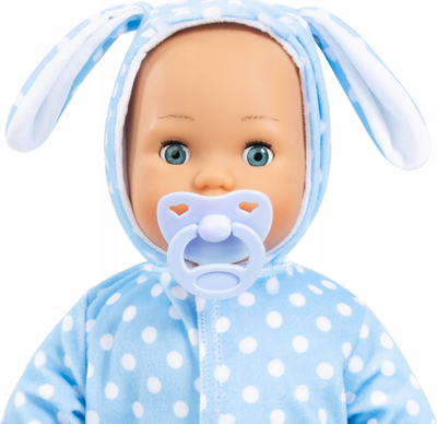 Kukull bebe Anna First Words, 38cm, 24 tinguj, e kaltër me pika të bardha