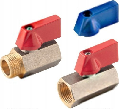 Valvul sferike mini Ferro 1/2" FF, bronzi, e kuqe