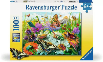 Puzzle për fëmijë Ravensburger Wonderful World of Insects, 100 pjesë XXL, shumëngjyrësh