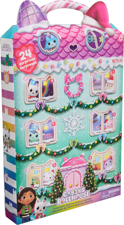 Kalendar adventi DreamWorks Gabby’s Dollhouse 2024, 24 surpriza, me figurina dhe aksesore lodrash, shumëngjyrësh