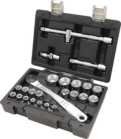 Set çelësash tubularë 25 pjesë, 1/2", 8-32mm, në kuti plastike