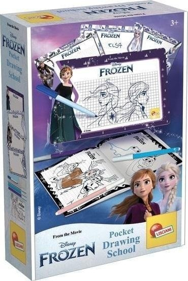 Set vizatimi Lisciani Compact Drawing School Frozen, tabelë që përdoret shumë herë, me marker