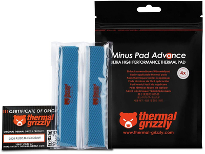 Jastëk termik Thermal Grizzly Minus Pad Advance, set 4 copë, 120 x 20 x 0.5 mm, gri