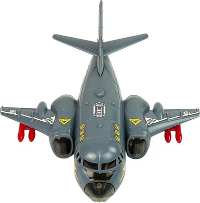 Lodër aeroplan ushtarak LEAN Toys, 24 x 22 x 10 cm, e hirtë