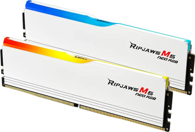 Memorie RAM G.Skill Ripjaws M5 Neo DDR5, 64GB 6000MHz CL30, Dual Channel AMD EXPO, e bardhë RGB