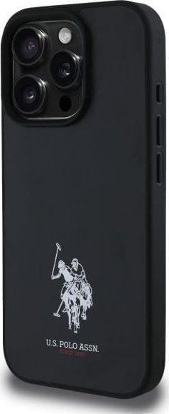 Mbulesë telefoni US Polo për iPhone 15 Pro Max 6.7", lëkurë, e zezë