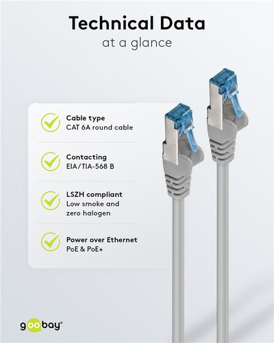 Kabllo interneti Goobay CAT 6A S/FTP, set me 10 copë, 3 m, gri