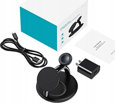 Karikues wireless 3 në 1 Choetech T587-F, magnetik MagSafe, me adapter QC PD, i zi
