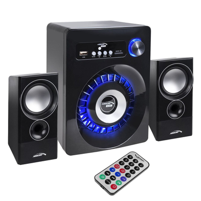 Boksa kompjutri Audiocore AC910, sistem 2.1, Bluetooth, LED blu, të zinj