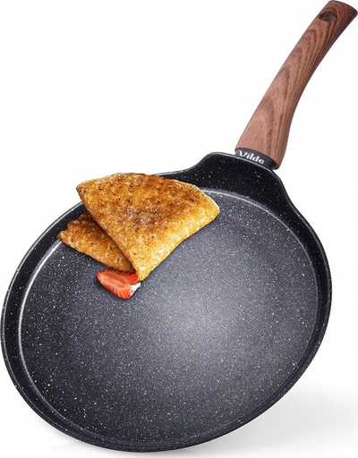 Tigan i sheshtë për krepë, 24 cm, me shtresë graniti, i mirë për të gjitha llojet e sobave