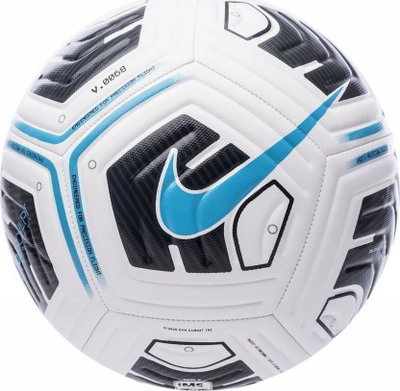 Top futbolli Nike Academy Team FZ7540-102, me teknologji Aerowsculpt, i bardhë me detaje të zeza edhe blu