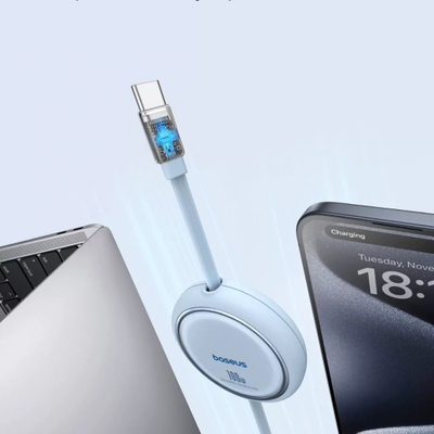 Kabllo USB C në USB C Baseus Free2Draw Mini, 1 m, 100W, blu e hapur