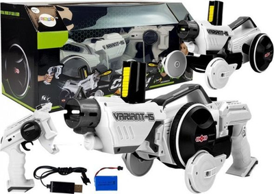 Lodër makinë me telekomandë Lean Sport Gun Launcher Car 2 in 1, disqe shkumë, 2.4G, e bardhë