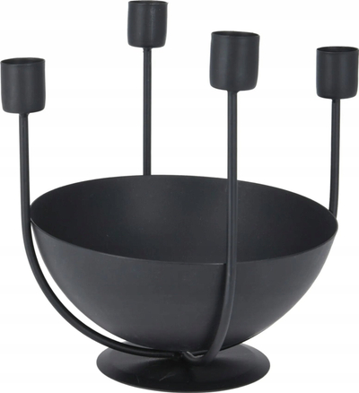 Mbajtëse qirinjsh Orion Bowl, metal, 4 vende, ngjyrë e zezë mat