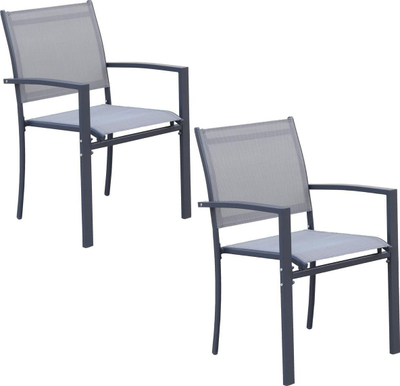 Karrige kopshti Saska Garden, set 2 copë, textilene, 57x57x88cm, gri