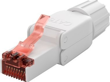 Konektor rrjeti RJ45 CAT6 UTP, për montim në terren, i bardhë