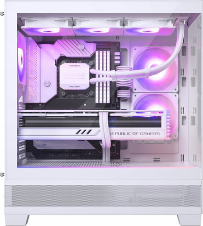 Kuti kompjuteri Phanteks XT View, mid tower, xham i temperuar, 3 ventilatorë RGB, e bardhë