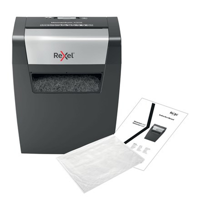Grirës letrash Rexel Momentum X308, cross cut, 15L, i zi dhe argjendtë