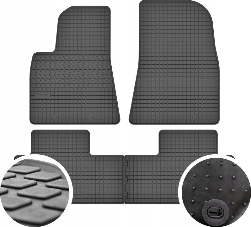 Tapete gome makine Tesla Model 3, set 4 copë, me stopper, i zi