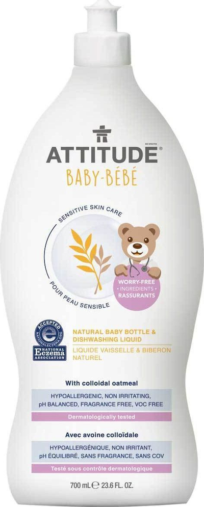 Шампон за чистење бебешки шишиња Attitude за чувствителна кожа, 700 мл