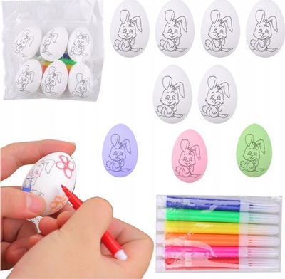 Set vezë shkumë LEAN Toys, 6 copë, me markera ngjyrosës, dizajn lepurush