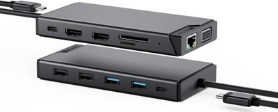 Док USB C ALOGIC MV2, USB 3.2 Gen 1, гигабитен интернет, сив
