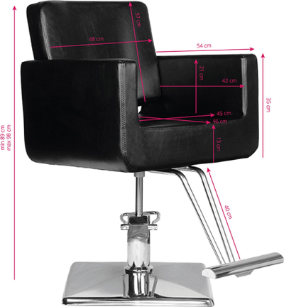 Karrige parukerie Hair System HS91, lëkurë eko, bazë kromi, e zezë