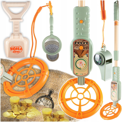 Set lojërash për fëmijë Kids Treasure Hunter, detektor metalik, lopatë dhe aksesorë