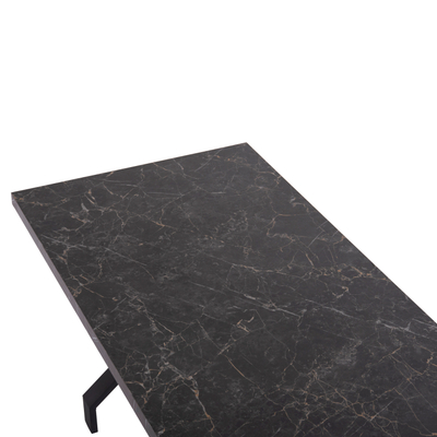 Tavolinë kuzhine Lana HM18221.02, melaminë mermer i zi, metal, 140x70x72.5 cm