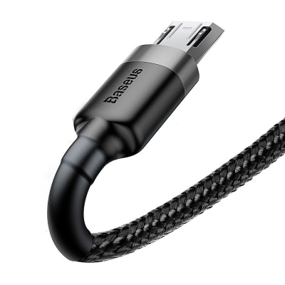 Kabllo USB Baseus Cafule CAMKLF-BG1, micro USB, pëlhurë e gërshetuar, zi gri