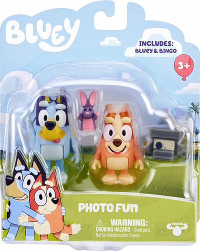 Set figura TM Toys Bluey, 2 copë, aksesorë fotografi, shumëngjyrësh