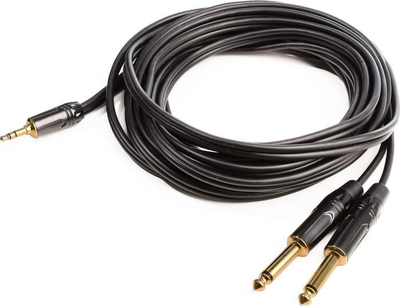 Kabllo audio Monkey Banana 231258, stereo 3.5mm në 2x 6.3mm, 10m, e zezë