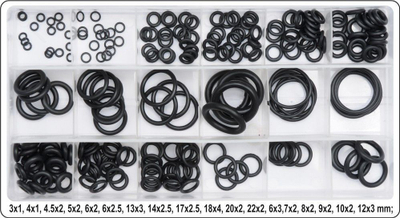 Set unaza gome O Yato, 225 copë, të zeza