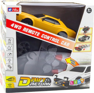 Makina me telekomandë Drift 4WD, goma të këmbyeshme, e verdhë