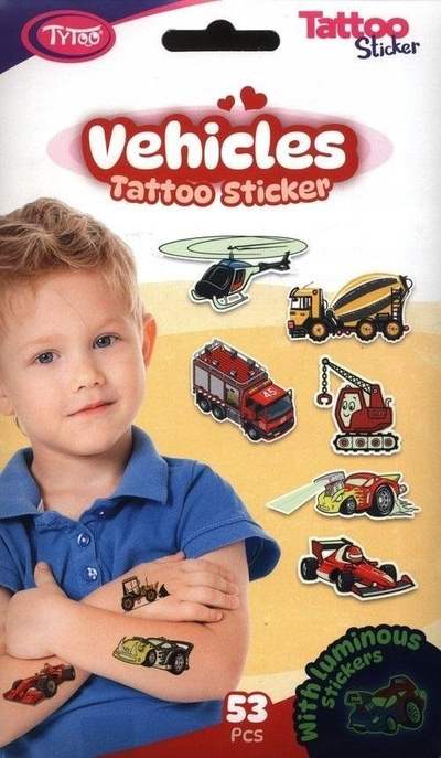 Set tatuazhesh t’përkohshme Dante Tytoo Vehicle Tattoos, me makina e mjete, për kalamoj